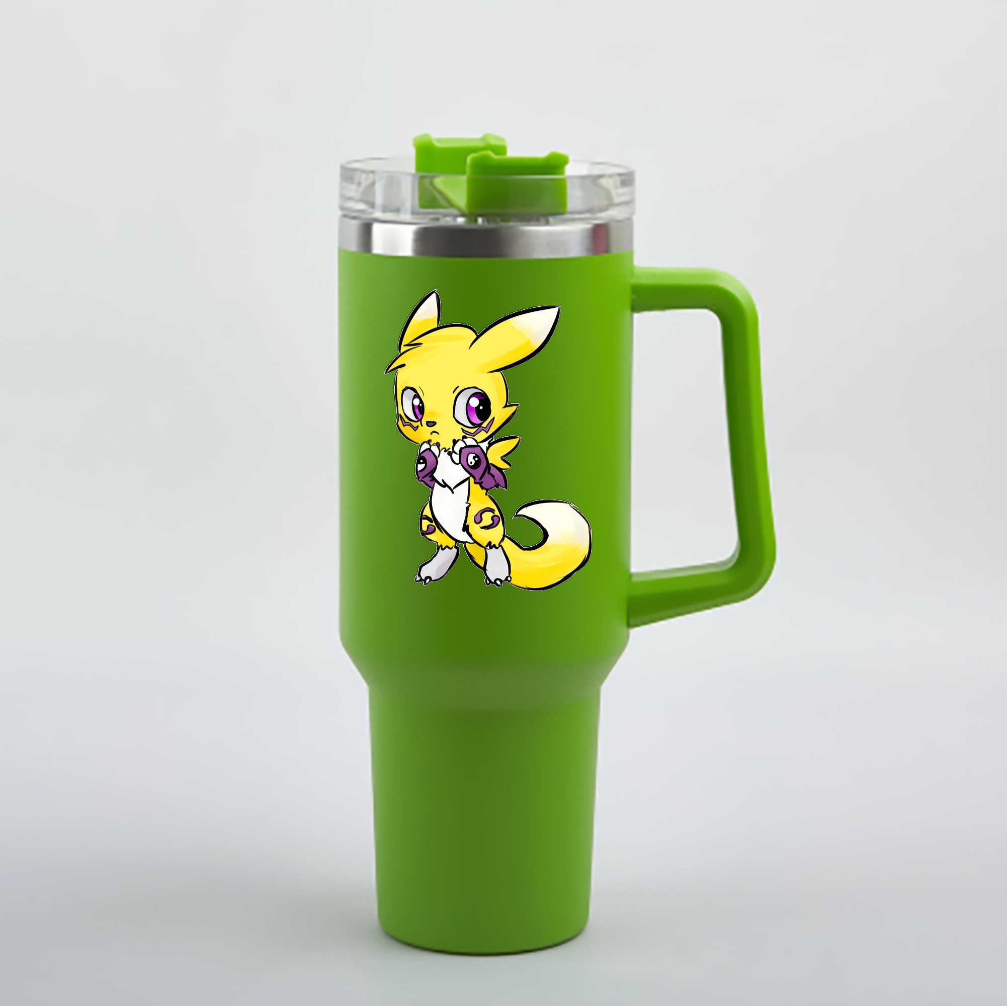 （画像用） Digimon デジタルモンスター/デジモン 1200mL車用タンブラー - クリスタルステッカー（プラスチックストロー付き）